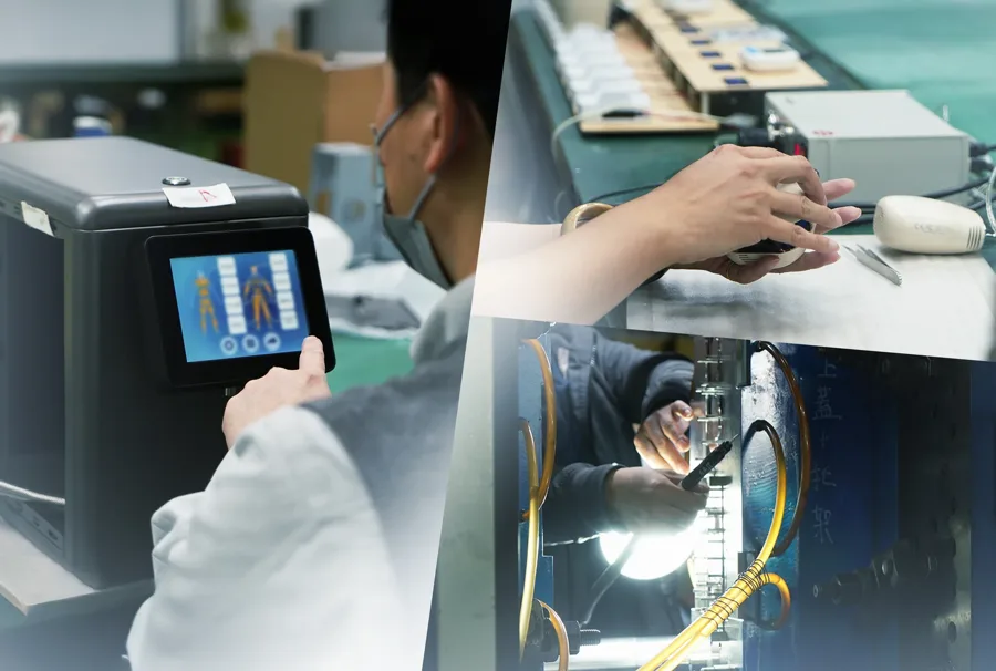 Medical device assembly and testing on the production line